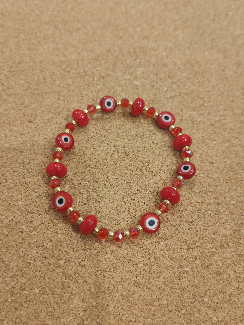 Red Evil Eye Beaded Stretch Bracelet